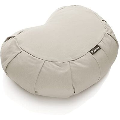 BODYMATE Cojín de yoga de media luna, 42 cm de largo, 30 cm de ancho y 15 cm de alto, con relleno de piel de trigo sarraceno, funda lavable a máquina, 100% algodón extragrueso, cojín de meditación BODYMATE Cojín de yoga de media luna, 42 cm de largo, 30 cm de ancho y 15 cm de alto, con relleno de piel de trigo sarraceno, funda lavable a máquina, 100% algodón extragrueso, cojín de meditación