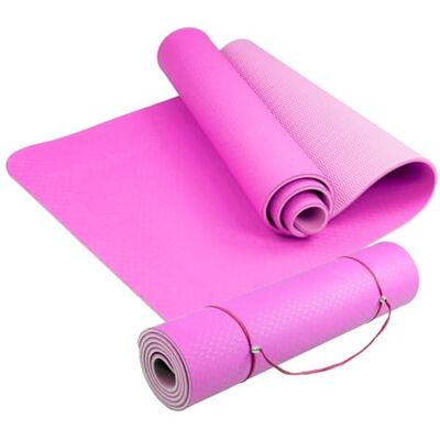 FFitness Esterilla de yoga para gimnasio, pilates, 183 x 61 x 0,6 cm, superficie antideslizante, alfombra de TPE ecológica de gimnasia aeróbica (rosa) FFitness Esterilla de yoga para gimnasio, pilates, 183 x 61 x 0,6 cm, superficie antideslizante, alfombra de TPE ecológica de gimnasia aeróbica (rosa)
