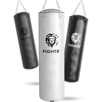 FIGHTR ® Saco de boxeo relleno/sin relleno, extremadamente resistente y duradero, incluye cadena de acero de 4 puntos para boxeo, kickboxing, MMA, Muay Thai y otras artes marciales FIGHTR ® Saco de boxeo relleno/sin relleno, extremadamente resistente y duradero, incluye cadena de acero de 4 puntos para boxeo, kickboxing, MMA, Muay Thai y otras artes marciales