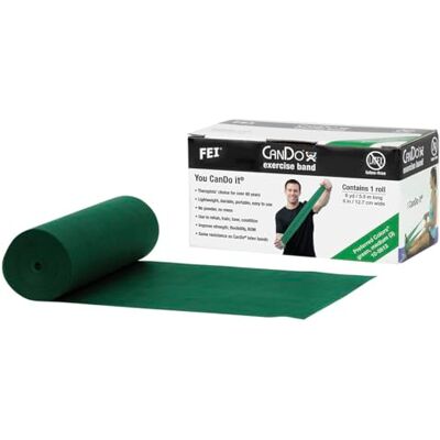 Cando Banda elástica para ejercicios, Verde/Media, 5,5 m-sin látex Cando Banda elástica para ejercicios, Verde/Media, 5,5 m-sin látex