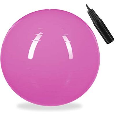 Relaxdays Balón para Ejercicios de Fitness, Pelota de Pilates, Equilibrio, con Bomba de Aire, Ø 65 cm, 1 Ud., Rosa Relaxdays Balón para Ejercicios de Fitness, Pelota de Pilates, Equilibrio, con Bomba de Aire, Ø 65 cm, 1 Ud., Rosa
