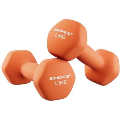 SONGMICS Juego de 2 Mancuernas, 2 x ,5 kg, Mancuernas Hexagonales con Superficie de Vinilo, para Fitness, Ejercicio, Entrenamiento, para Gimnasia en Casa, Naranja Papaya SYL63OG SONGMICS Juego de 2 Mancuernas, 2 x ,5 kg, Mancuernas Hexagonales con Superficie de Vinilo, para Fitness, Ejercicio, Entrenamiento, para Gimnasia en Casa, Naranja Papaya SYL63OG