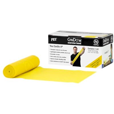 Cando Banda elástica para ejercicios, Amarillo/Más Ligera, 5,5 m-sin látex Cando Banda elástica para ejercicios, Amarillo/Más Ligera, 5,5 m-sin látex