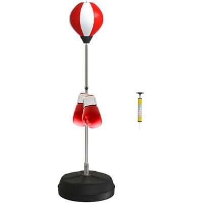 HOMCOM Saco de Boxeo Pie Punching Ball con Guantes 126-144 cm Altura Ajustable en 4 Niveles, Base Rellenable, para Adultos y Adolescentes HOMCOM Saco de Boxeo Pie Punching Ball con Guantes 126-144 cm Altura Ajustable en 4 Niveles, Base Rellenable, para Adultos y Adolescentes