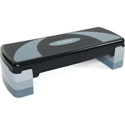 TREXO Step Aeróbico 78 x 30 cm, Altura Ajustable 10-20 cm, Duradero, Polipropileno y TPR, Gris TREXO Step Aeróbico 78 x 30 cm, Altura Ajustable 10-20 cm, Duradero, Polipropileno y TPR, Gris