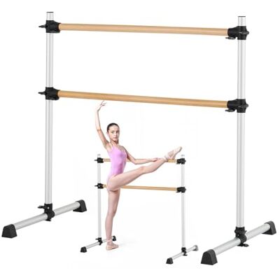 VEVOR Barra de Ballet Independiente Doble, Altura 170-1165 mm, Barra Elástica de Madera para Entrenamiento de Equilibrio, Ejercicios de Relajación y Gimnasio, 1260 x 760 x 1180 mm, Carga 136 kg VEVOR Barra de Ballet Independiente Doble, Altura 170-1165 mm, Barra Elástica de Madera para Entrenamiento de Equilibrio, Ejercicios de Relajación y Gimnasio, 1260 x 760 x 1180 mm, Carga 136 kg