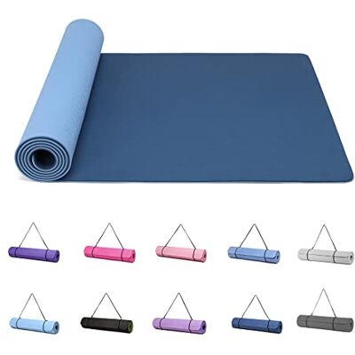 Narwhal Alfombrillas de yoga para mujer, de 6 mm de grosor, con correa de transporte, tapete de ejercicio Tpe para yoga, pilates, gimnasia (azul oscuro y azul cielo) Narwhal Alfombrillas de yoga para mujer, de 6 mm de grosor, con correa de transporte, tapete de ejercicio Tpe para yoga, pilates, gimnasia (azul oscuro y azul cielo)