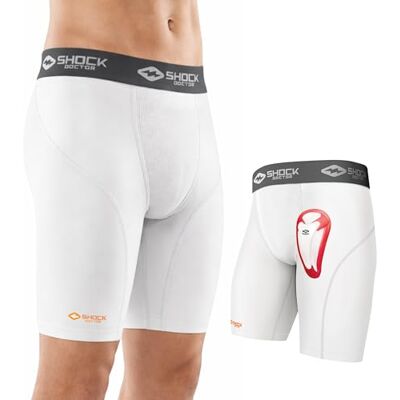 Shock Doctor Core Compression BioFlex Cup Pantalones Cortos para Atletismo, Niños, Blanco, S Shock Doctor Core Compression BioFlex Cup Pantalones Cortos para Atletismo, Niños, Blanco, S