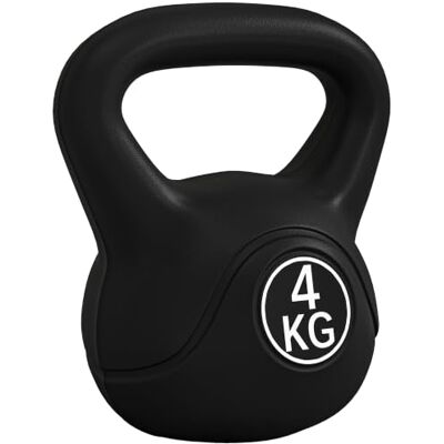 HOMCOM 4/6/8/10/12/14 kg Pesa Rusa Kettlebell Mango Ancho Base Plana Negro Revestimiento de Plástico, Relleno de Arena, para Entrenamiento Culturismo, en Casa, Gimnasio HOMCOM 4/6/8/10/12/14 kg Pesa Rusa Kettlebell Mango Ancho Base Plana Negro Revestimiento de Plástico, Relleno de Arena, para Entrenamiento Culturismo, en Casa, Gimnasio