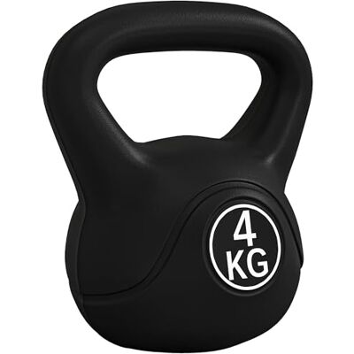 HOMCOM Pesa Rusa 4 kg Kettlebell con Mango Ancho Base Plana Negro HOMCOM Pesa Rusa 4 kg Kettlebell con Mango Ancho Base Plana Negro