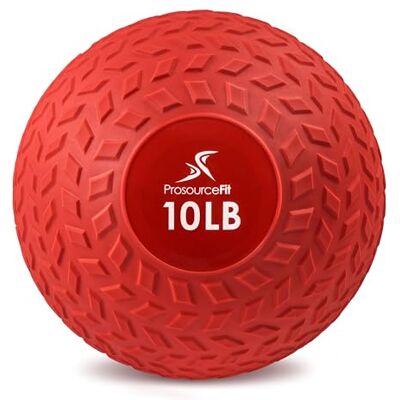 ProSource Fit Slam Medicine Ball, Tread Textured Grip Dead Weight Balls for Strength and Conditioning Exercises, Cardio and Core Workouts, 10lb, Red ProSource Fit Slam Medicine Ball, Tread Textured Grip Dead Weight Balls for Strength and Conditioning Exercises, Cardio and Core Workouts, 10lb, Red