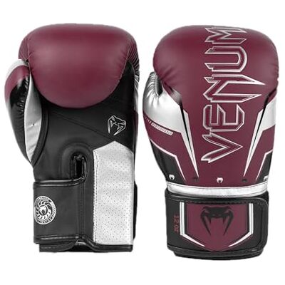 VENUM Elite EVO Guantes de Boxeo, Borgoña/Plata Success, 10 Oz VENUM Elite EVO Guantes de Boxeo, Borgoña/Plata Success, 10 Oz