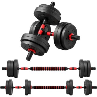 HOMCOM Juego de Mancuernas Ajustables 4 en 1 con Barra de Conexión Juego de Pesas, Mango Antideslizante, Pesas y Mancuernas para Hombres y Mujeres, Ejercicio de Fitness, Casa Gimnasio HOMCOM Juego de Mancuernas Ajustables 4 en 1 con Barra de Conexión Juego de Pesas, Mango Antideslizante, Pesas y Mancuernas para Hombres y Mujeres, Ejercicio de Fitness, Casa Gimnasio