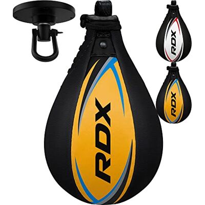 RDX Pera de Boxeo Cuero, MMA Boxeo Punching Velocidad Bola con Eslabón Giratorio, Peras Rapida Speed Bag para Kick Boxing Gimnasio Saco Boxe Fitness Gym Combate RDX Pera de Boxeo Cuero, MMA Boxeo Punching Velocidad Bola con Eslabón Giratorio, Peras Rapida Speed Bag para Kick Boxing Gimnasio Saco Boxe Fitness Gym Combate