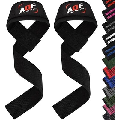 AQF Neopreno Acolchado Straps Powerlifting, Straps Gym Levantamiento De Pesas con Soporte Muñequera, Agarraderas Gym, Muñeqeras Para Entrenamiento, Culturismo Potencia (Negro) AQF Neopreno Acolchado Straps Powerlifting, Straps Gym Levantamiento De Pesas con Soporte Muñequera, Agarraderas Gym, Muñeqeras Para Entrenamiento, Culturismo Potencia (Negro)
