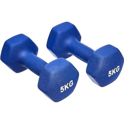 Mancuernas de neopreno Amazon Basics - 5kg, Azul Mancuernas de neopreno Amazon Basics - 5kg, Azul