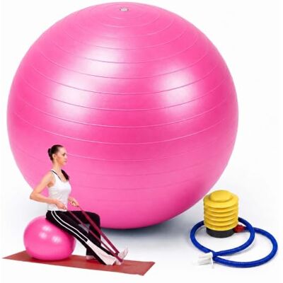 Relaxdays Balón de Gimnasia tamaños y Colores con bomba de aire, anti-reventón, 150 kg, PVC, pelota fitness para yoga y pilates, pelota para oficina Relaxdays Balón de Gimnasia tamaños y Colores con bomba de aire, anti-reventón, 150 kg, PVC, pelota fitness para yoga y pilates, pelota para oficina