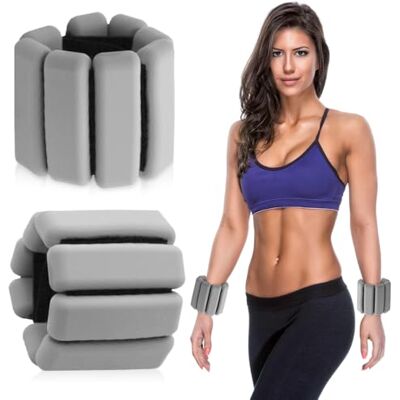 BNGXR 2 Pcs Pesas de Muñeca y Tobillo, Pesas Pierna Tobillos Pulsera Pesos Ajustable(0.23 kg/unidad) Portátiles Muñequera con Peso para Damas Hombres Aptitud Física Correr Caminar Yoga Pilates, Gris BNGXR 2 Pcs Pesas de Muñeca y Tobillo, Pesas Pierna Tobillos Pulsera Pesos Ajustable(0.23 kg/unidad) Portátiles Muñequera con Peso para Damas Hombres Aptitud Física Correr Caminar Yoga Pilates, Gris