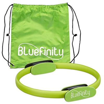 Bluefinity Aro Pilates con Ejercicios, Agarraderas, Acolchado, Anillo Resistencia, Yoga, Fibra Vidrio, Ø 37cm, Verde Bluefinity Aro Pilates con Ejercicios, Agarraderas, Acolchado, Anillo Resistencia, Yoga, Fibra Vidrio, Ø 37cm, Verde