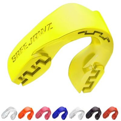 SAFEJAWZ Protector bucal adultos y niños para todos los deportes de contacto, incluidos rugby, MMA, artes marciales de kickboxing, judo, hockey y boxeo (Júnior (Hasta 11 Años), Amarillo) SAFEJAWZ Protector bucal adultos y niños para todos los deportes de contacto, incluidos rugby, MMA, artes marciales de kickboxing, judo, hockey y boxeo (Júnior (Hasta 11 Años), Amarillo)