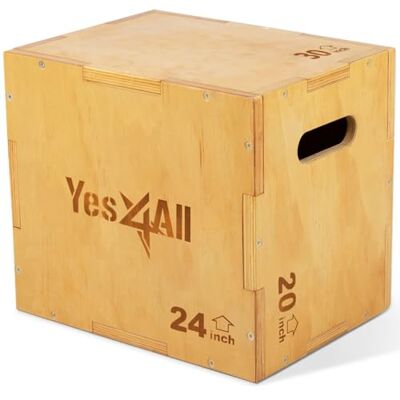 Yes4All 3 en 1 Caja de Madera 76,2 x 61 x 50,8 cm, Entrenamiento Pliométrico, Color de Madera Clara, Caja de Salto Yes4All 3 en 1 Caja de Madera 76,2 x 61 x 50,8 cm, Entrenamiento Pliométrico, Color de Madera Clara, Caja de Salto