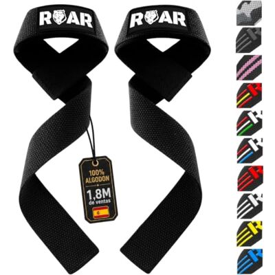 Roar ® Correas Levantamiento de Pesas Profesionales, aps Powerlifting, Agarres para Gym, Agarraderas Gimnasio para Peso Muerto, Crossfit Weight Lifting (Negro) Roar ® Correas Levantamiento de Pesas Profesionales, aps Powerlifting, Agarres para Gym, Agarraderas Gimnasio para Peso Muerto, Crossfit Weight Lifting (Negro)