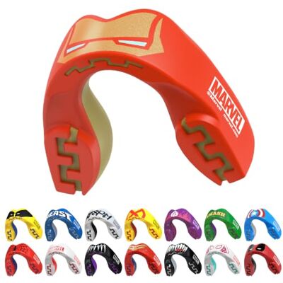 Marvel Iron Man Protector bucal adultos y niños para todos los deportes de contacto, incluidos rugby, MMA, artes marciales de kickboxing, judo, hockey y boxeo Marvel Iron Man Protector bucal adultos y niños para todos los deportes de contacto, incluidos rugby, MMA, artes marciales de kickboxing, judo, hockey y boxeo