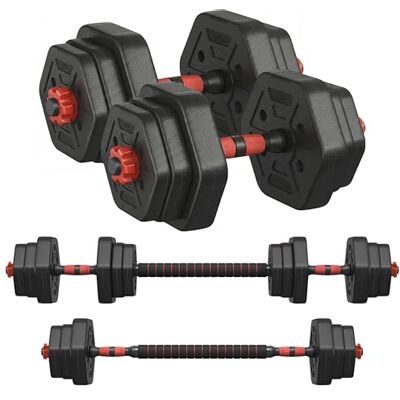 SONGMICS Juego de Mancuernas con Barra de Conexión, 20 kg SONGMICS Juego de Mancuernas con Barra de Conexión, 20 kg