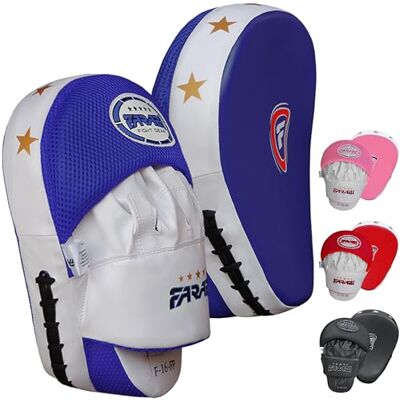 Farabi Sports Farabi Almohadillas Curvas para Manoplas de Boxeo, Dos Pares de Almohadillas de Enfoque, Boxeo Entrenamiento de Muay Thai (Blue) Farabi Sports Farabi Almohadillas Curvas para Manoplas de Boxeo, Dos Pares de Almohadillas de Enfoque, Boxeo Entrenamiento de Muay Thai (Blue)