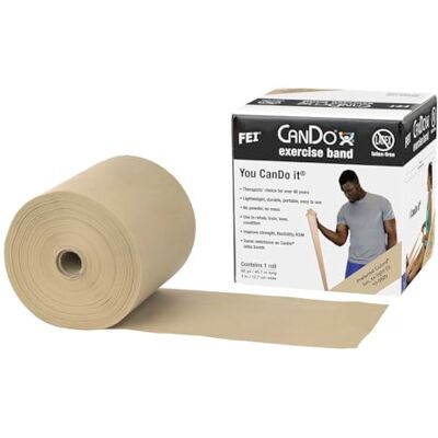 Cando Banda elástica para ejercicios, Beige/Muy Ligera, 46 m- sin látex Cando Banda elástica para ejercicios, Beige/Muy Ligera, 46 m- sin látex