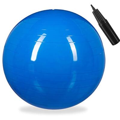 Relaxdays Balón para Ejercicios de Fitness, Pelota de Pilates, Equilibrio, con Bomba de Aire, diámetro 55 cm, 1 Ud., Azul, Adultos Unisex Relaxdays Balón para Ejercicios de Fitness, Pelota de Pilates, Equilibrio, con Bomba de Aire, diámetro 55 cm, 1 Ud., Azul, Adultos Unisex