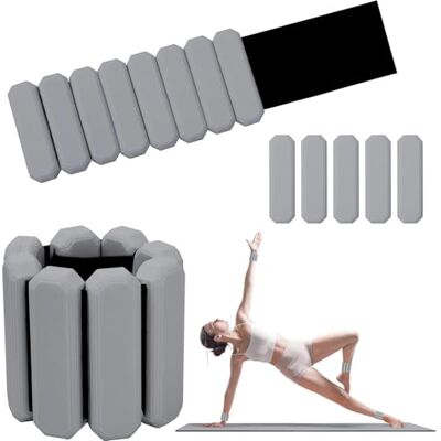 Omtofo 2lb 1 Par Pesas Ajustables para muñeca, Pesas para Tobillo, para Ejercicio, Caminar, Correr, Yoga, aeróbicos, Pilates, Pulsera para soportar Peso, Pulsera de Fitness(Gris) Omtofo 2lb 1 Par Pesas Ajustables para muñeca, Pesas para Tobillo, para Ejercicio, Caminar, Correr, Yoga, aeróbicos, Pilates, Pulsera para soportar Peso, Pulsera de Fitness(Gris)