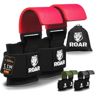 Roar ® Ganchos de Metal para Levantamiento de Peso con Barra, Agarres para Gym, Agarraderas Gimnasio, Agarre Gimnasio, Weightlifting Hooks, Straps. (Rojo) Roar ® Ganchos de Metal para Levantamiento de Peso con Barra, Agarres para Gym, Agarraderas Gimnasio, Agarre Gimnasio, Weightlifting Hooks, Straps. (Rojo)