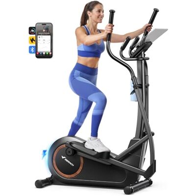 MERACH Bicicleta Elíptica para Casa, Elíptica Magnética Silenciosa con Autoalimentación, Zancada 42-47 cm, 8-16 Niveles de Resistencia, Monitor LCD, App Bluetooth y Sensor de Pulso, hasta 180 kg MERACH Bicicleta Elíptica para Casa, Elíptica Magnética Silenciosa con Autoalimentación, Zancada 42-47 cm, 8-16 Niveles de Resistencia, Monitor LCD, App Bluetooth y Sensor de Pulso, hasta 180 kg