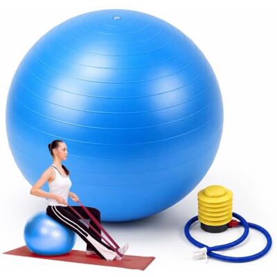 Relaxdays Balón de Gimnasia tamaños y Colores con bomba de aire, anti-reventón, 150 kg, PVC, pelota fitness para yoga y pilates, pelota para oficina Relaxdays Balón de Gimnasia tamaños y Colores con bomba de aire, anti-reventón, 150 kg, PVC, pelota fitness para yoga y pilates, pelota para oficina
