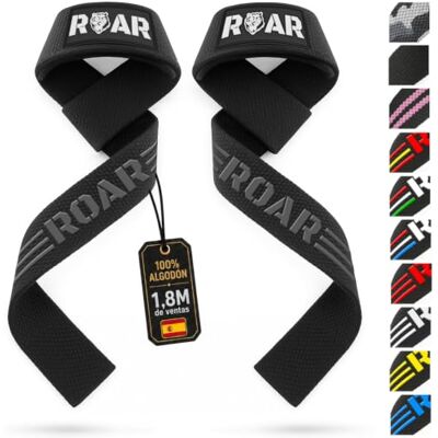 Roar ® Correas Levantamiento de Pesas Profesionales, aps Powerlifting, Agarres para Gym, Agarraderas Gimnasio para Peso Muerto, Crossfit Weight Lifting (Gris) Roar ® Correas Levantamiento de Pesas Profesionales, aps Powerlifting, Agarres para Gym, Agarraderas Gimnasio para Peso Muerto, Crossfit Weight Lifting (Gris)