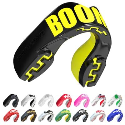 SAFEJAWZ Protector bucal adultos y niños para todos los deportes de contacto, incluidos rugby, MMA, artes marciales de kickboxing, judo, hockey y boxeo (Boom, Adulto (12+ Años)) SAFEJAWZ Protector bucal adultos y niños para todos los deportes de contacto, incluidos rugby, MMA, artes marciales de kickboxing, judo, hockey y boxeo (Boom, Adulto (12+ Años))