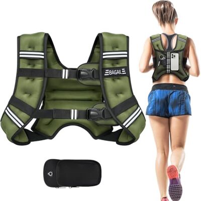 BAGAIL Chaleco con peso para entrenamiento de fuerza, chaleco con 8 kg talla ajustable, banda reflectante y bolsillo práctico, ideal para entrenamientos, yoga y aeróbicos. BAGAIL Chaleco con peso para entrenamiento de fuerza, chaleco con 8 kg talla ajustable, banda reflectante y bolsillo práctico, ideal para entrenamientos, yoga y aeróbicos.