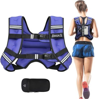 BAGAIL Chaleco con peso para entrenamiento de fuerza, chaleco con 8 kg talla ajustable, banda reflectante y bolsillo práctico, ideal para entrenamientos, yoga y aeróbicos. BAGAIL Chaleco con peso para entrenamiento de fuerza, chaleco con 8 kg talla ajustable, banda reflectante y bolsillo práctico, ideal para entrenamientos, yoga y aeróbicos.