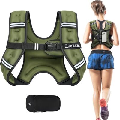BAGAIL Chaleco con peso para entrenamiento de fuerza, chaleco con 5 kg talla ajustable, banda reflectante y bolsillo práctico, ideal para entrenamientos, yoga y aeróbicos. BAGAIL Chaleco con peso para entrenamiento de fuerza, chaleco con 5 kg talla ajustable, banda reflectante y bolsillo práctico, ideal para entrenamientos, yoga y aeróbicos.