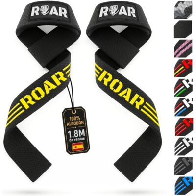 Roar ® Correas Levantamiento de Pesas Profesionales, aps Powerlifting, Agarres para Gym, Agarraderas Gimnasio para Peso Muerto, Crossfit Weight Lifting (Amarillo) Roar ® Correas Levantamiento de Pesas Profesionales, aps Powerlifting, Agarres para Gym, Agarraderas Gimnasio para Peso Muerto, Crossfit Weight Lifting (Amarillo)
