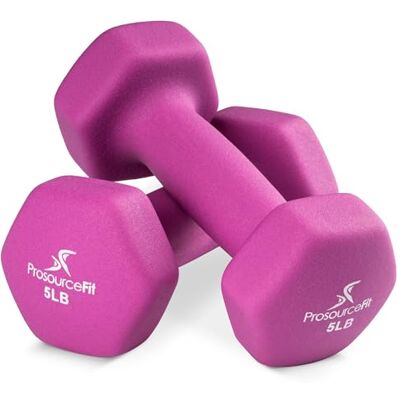 ProSource Fit Neoprene Dumbbell Coated for Non-Slip Grip, 5 LB ProSource Fit Neoprene Dumbbell Coated for Non-Slip Grip, 5 LB