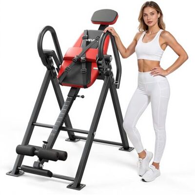 VEVOR Tabla de Inversión Capacidad de 136 kg, Mesa de Inversión de Alta Resistencia, Entrenador de Gravedad, Reposabrazos de 3 Niveles, Bloqueo de Doble Rodillo, para Hombros, Espalda, Rojo y Gris VEVOR Tabla de Inversión Capacidad de 136 kg, Mesa de Inversión de Alta Resistencia, Entrenador de Gravedad, Reposabrazos de 3 Niveles, Bloqueo de Doble Rodillo, para Hombros, Espalda, Rojo y Gris