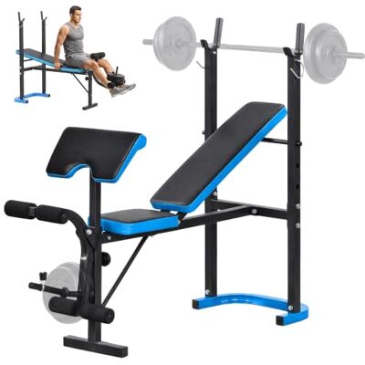 HOMCOM Banco de Musculación Multifuncional Banco de Pesas Negro y Azul Soporte para Barra, Respaldo Ajustable, Entrenamiento Completos de Cuerpo, Mariposa, Carga 200 kg, para Casa Gimnasio HOMCOM Banco de Musculación Multifuncional Banco de Pesas Negro y Azul Soporte para Barra, Respaldo Ajustable, Entrenamiento Completos de Cuerpo, Mariposa, Carga 200 kg, para Casa Gimnasio