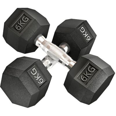 HOMCOM Mancuernas Hexagonales 4-20 kg con Mango Moleteado Negro y Plata Hierro Fundido, Recubiertas de Goma, Juego de Pesas con Barra de Conexión, Entrenamiento en Casa, Gimnasio HOMCOM Mancuernas Hexagonales 4-20 kg con Mango Moleteado Negro y Plata Hierro Fundido, Recubiertas de Goma, Juego de Pesas con Barra de Conexión, Entrenamiento en Casa, Gimnasio