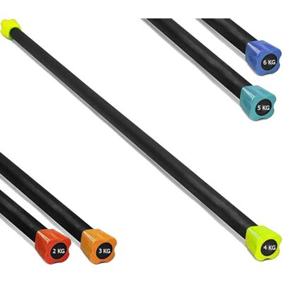 G5 HT SPORT Barra corporal profesional con peso de 2 a 6 kg, para entrenamiento aeróbico, yoga, pilates Home Gym y gimnasio (4 kg (amarillo) G5 HT SPORT Barra corporal profesional con peso de 2 a 6 kg, para entrenamiento aeróbico, yoga, pilates Home Gym y gimnasio (4 kg (amarillo)