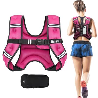 BAGAIL Chaleco Lastrado para Entrenamiento de Fuerza, Talla de Busto Ajustable, Bolsillo Práctico, Ideal para Entrenamientos en Gimnasio, Yoga y Ejercicios Aeróbicos BAGAIL Chaleco Lastrado para Entrenamiento de Fuerza, Talla de Busto Ajustable, Bolsillo Práctico, Ideal para Entrenamientos en Gimnasio, Yoga y Ejercicios Aeróbicos