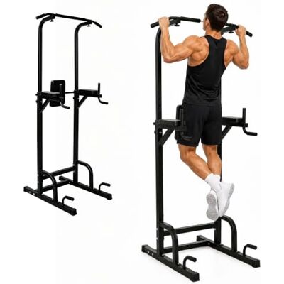 Relaxdays Barra dominadas regulable 160-230 cm, estación de fondos negra soporta 150 kg, 160x107x96 cm Relaxdays Barra dominadas regulable 160-230 cm, estación de fondos negra soporta 150 kg, 160x107x96 cm