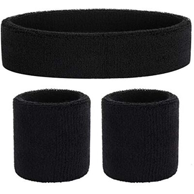 ONUPGO Muñequeras de Diadema Set (3 Piezas) Diadema Deportiva Muñequeras con Banda de Toalla Muñequera de Tela de Toalla Ejercicio atlético Muñequera de Baloncesto ONUPGO Muñequeras de Diadema Set (3 Piezas) Diadema Deportiva Muñequeras con Banda de Toalla Muñequera de Tela de Toalla Ejercicio atlético Muñequera de Baloncesto