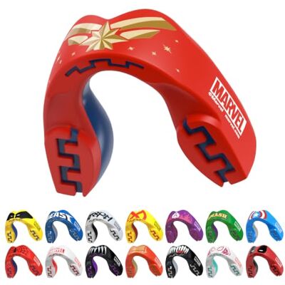 Marvel Captain Protector bucal adultos y niños para todos los deportes de contacto, incluidos rugby, MMA, artes marciales de kickboxing, judo, hockey y boxeo Marvel Captain Protector bucal adultos y niños para todos los deportes de contacto, incluidos rugby, MMA, artes marciales de kickboxing, judo, hockey y boxeo